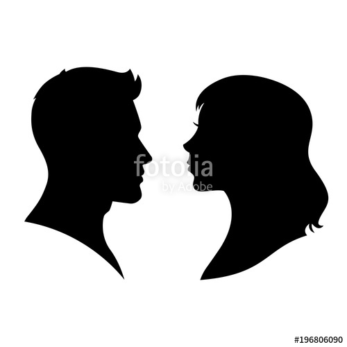 Man And Woman Silhouette Face To Face Vector Stock Image 500x500 Man And Woman Silhouette Face To Face Vector Stock Image