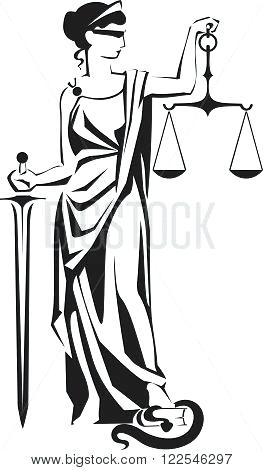263x470 Scales Of Justice Lady Justice Lady With Scales And Sword Vector