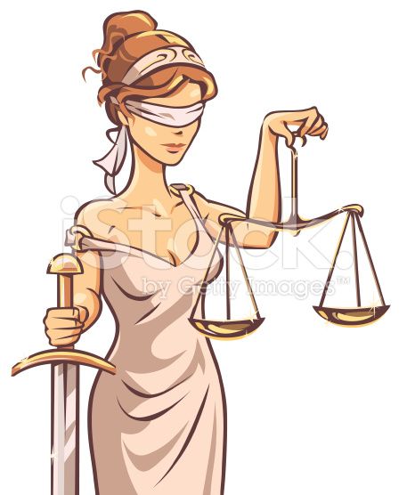 466x556 Illustration Of Lady Justice With A Blindfold, A Sword And Weight