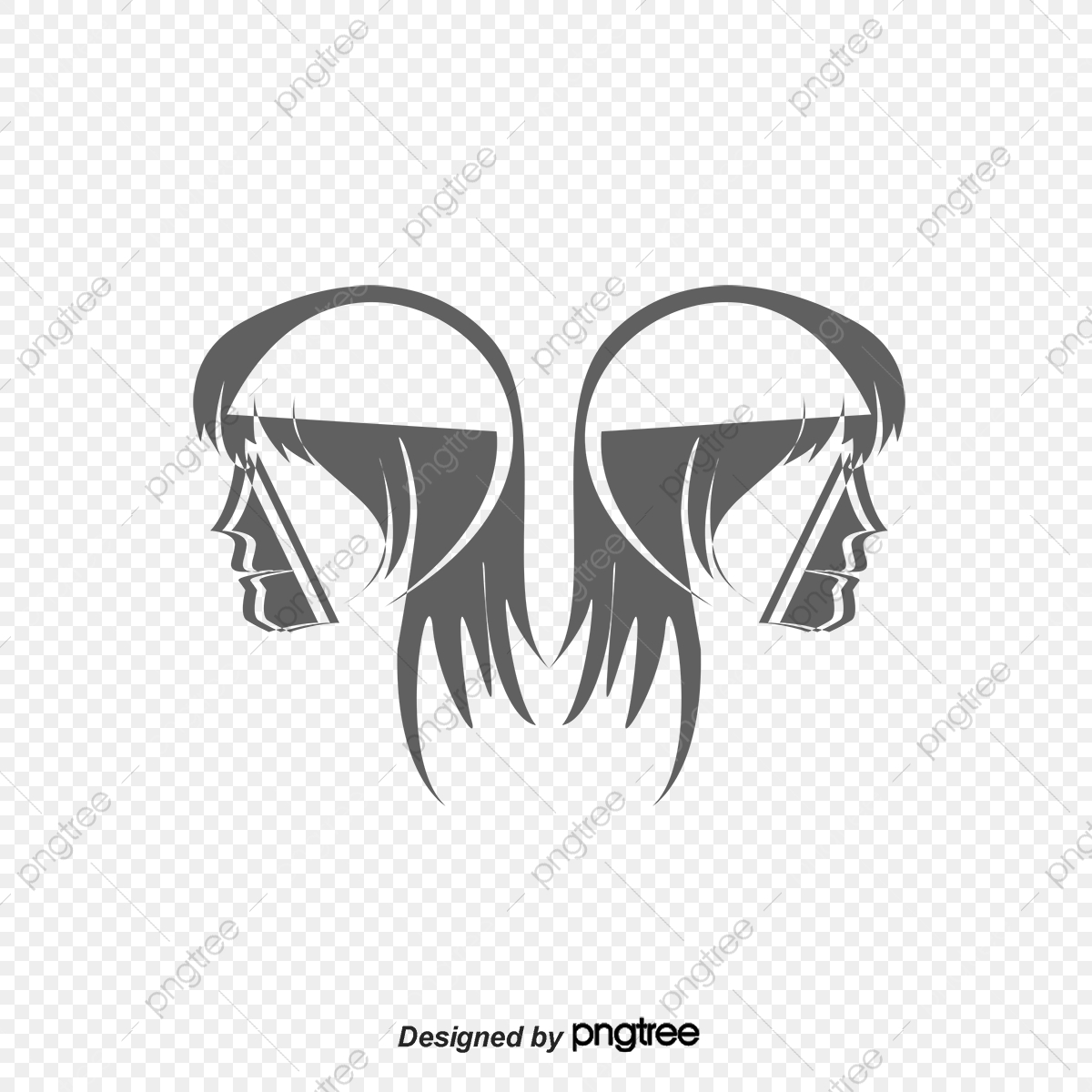 1200x1200 Female Silhouette Vector Flowing Hair, Silhouette Vector, Hair