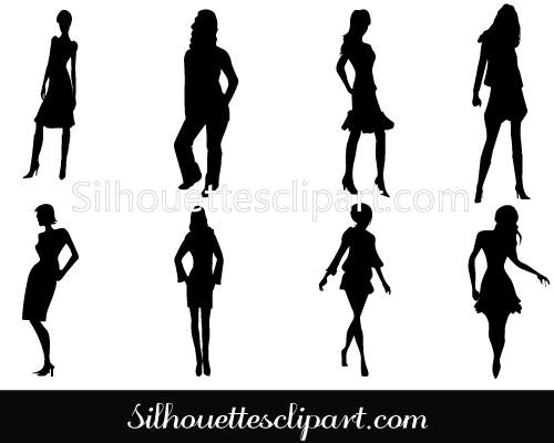 500x400 Women Pose Silhouette Vector Download Silhouettes Vector