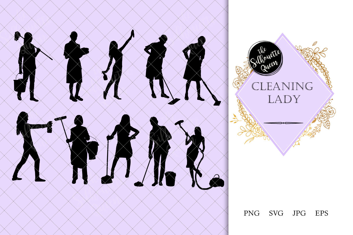 1233x822 Cleaning Lady Silhouette Vector