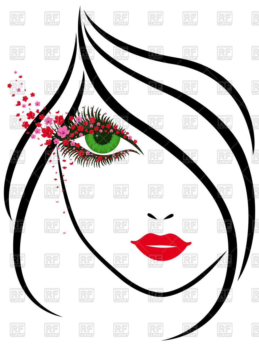 900x1200 Outline Portrait Of Young Beautiful Lady Vector Image Of People