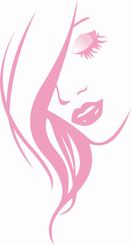268x500 Vector Drawing Of Pink Lady With Closed Eyes Drawing