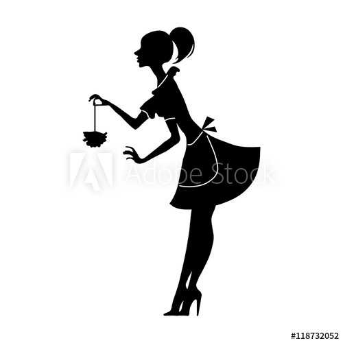 500x500 Vector Silhouette Of A Cleaning Lady With Feather Duster