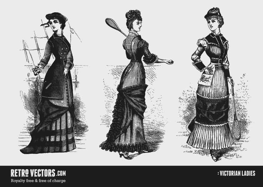 841x596 Victorian Ladies Free Retro Vectors