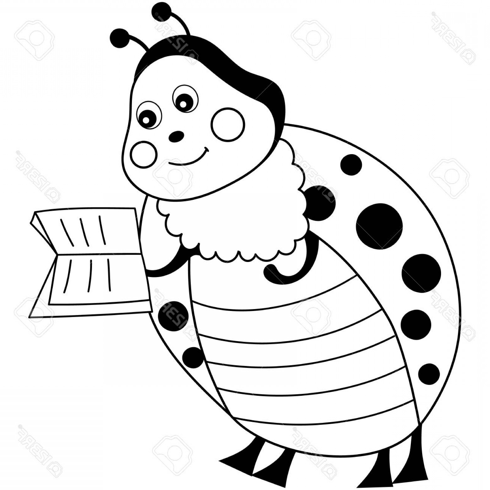 1560x1560 Photostock Vector A Vector Cartoon Ladybug With Book Black