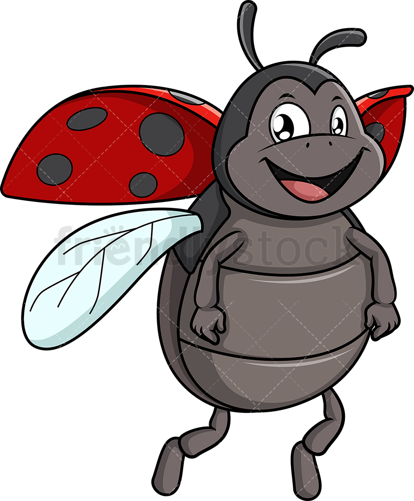827x1000 Happy Ladybug Cartoon Clipart Vector