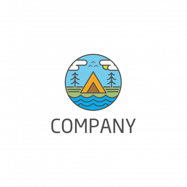 626x626 Camping Logo Concept With Tent Tree And Lake Vector Vector