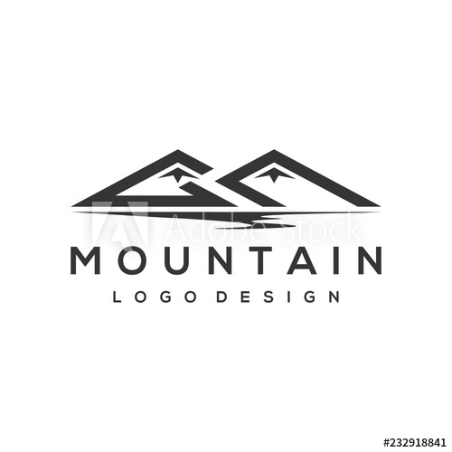 500x500 Mountain Logo Design, Mountain Lake Design Logo Vector