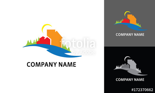 500x300 Sunny City, Green Forest And Lake Logo