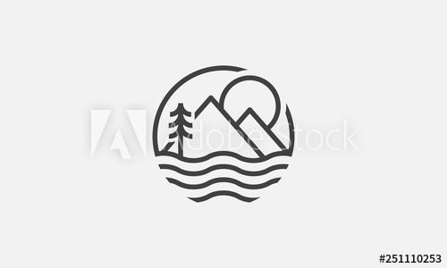 500x300 Lake Logo Design, Mountain Logo, Adventure Logo, Vector