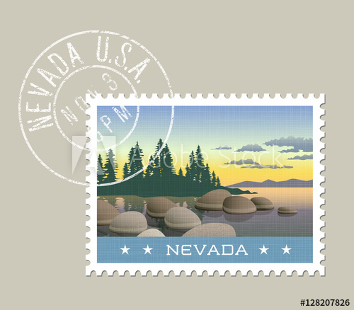 500x438 Nevada Postage Stamp Design Vector Illustration Of Lake Tahoe