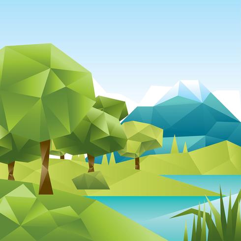 490x490 Low Poly Forest Lake Vector