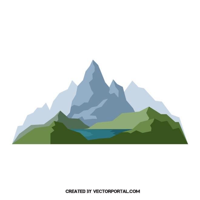 660x660 Mountain And A Lake Vector Illustration Abstract Vector