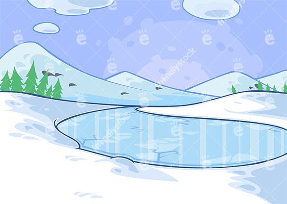 585x416 Winter Frozen Lake Vector Background