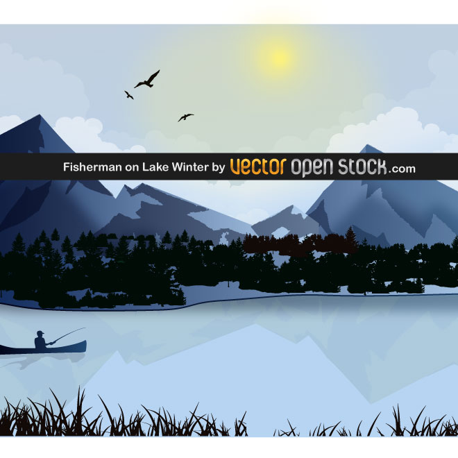 660x660 Fisherman On Lake Vector