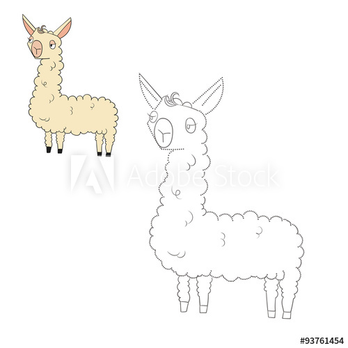 500x500 Hanging Photo Connect The Dots Game Lama Vector Illustration