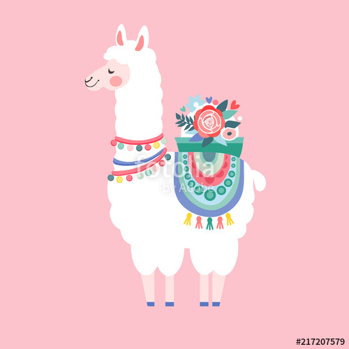 500x500 Lama Greeting Card, Vector Illustration Stock Image And Royalty