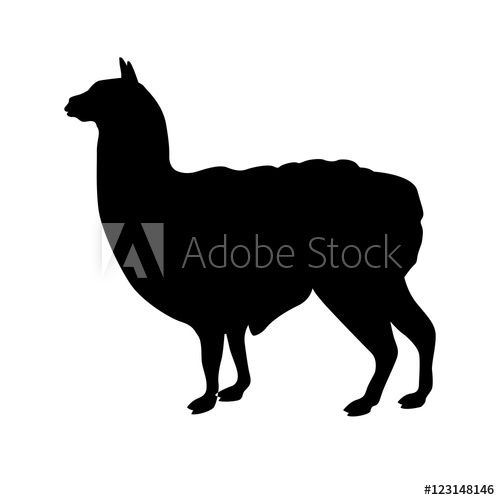 500x500 Lama Vector Illustration Black Silhouette