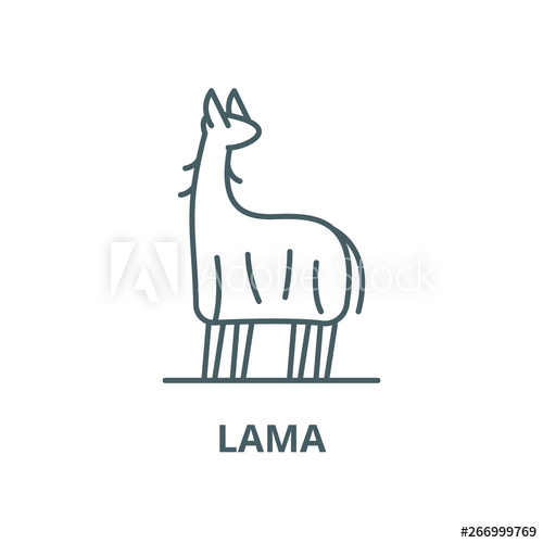 500x500 Lama Vector Line Icon, Outline Concept, Linear Sign