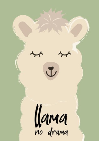 315x450 No Drama Llama Cute Fashion Lama Vector Quote Drawing Poster