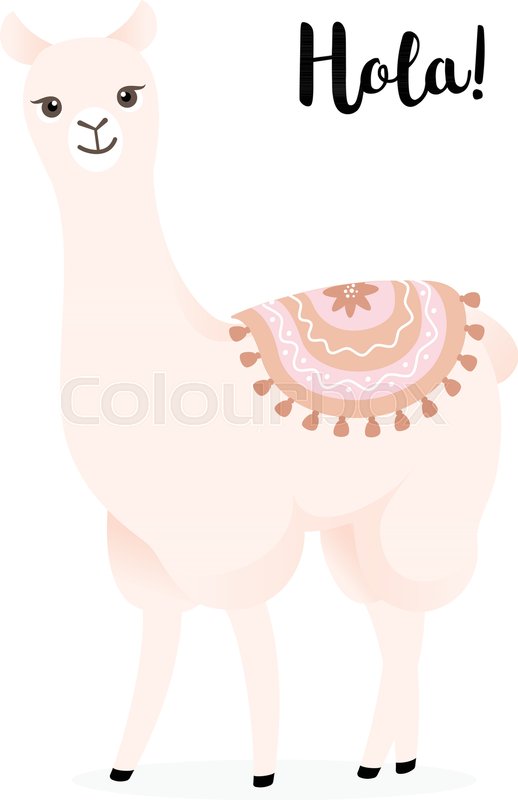 518x800 Cute Cartoon Llama With Decoration Stock Vector Colourbox