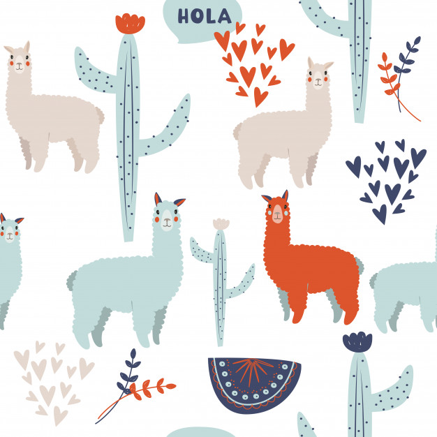 626x626 Cute Lama Vector Background Vector Premium Download
