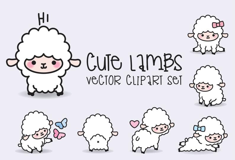 794x540 Premium Vector Clipart Kawaii Lambs Cute Lamb Clipart Set Etsy