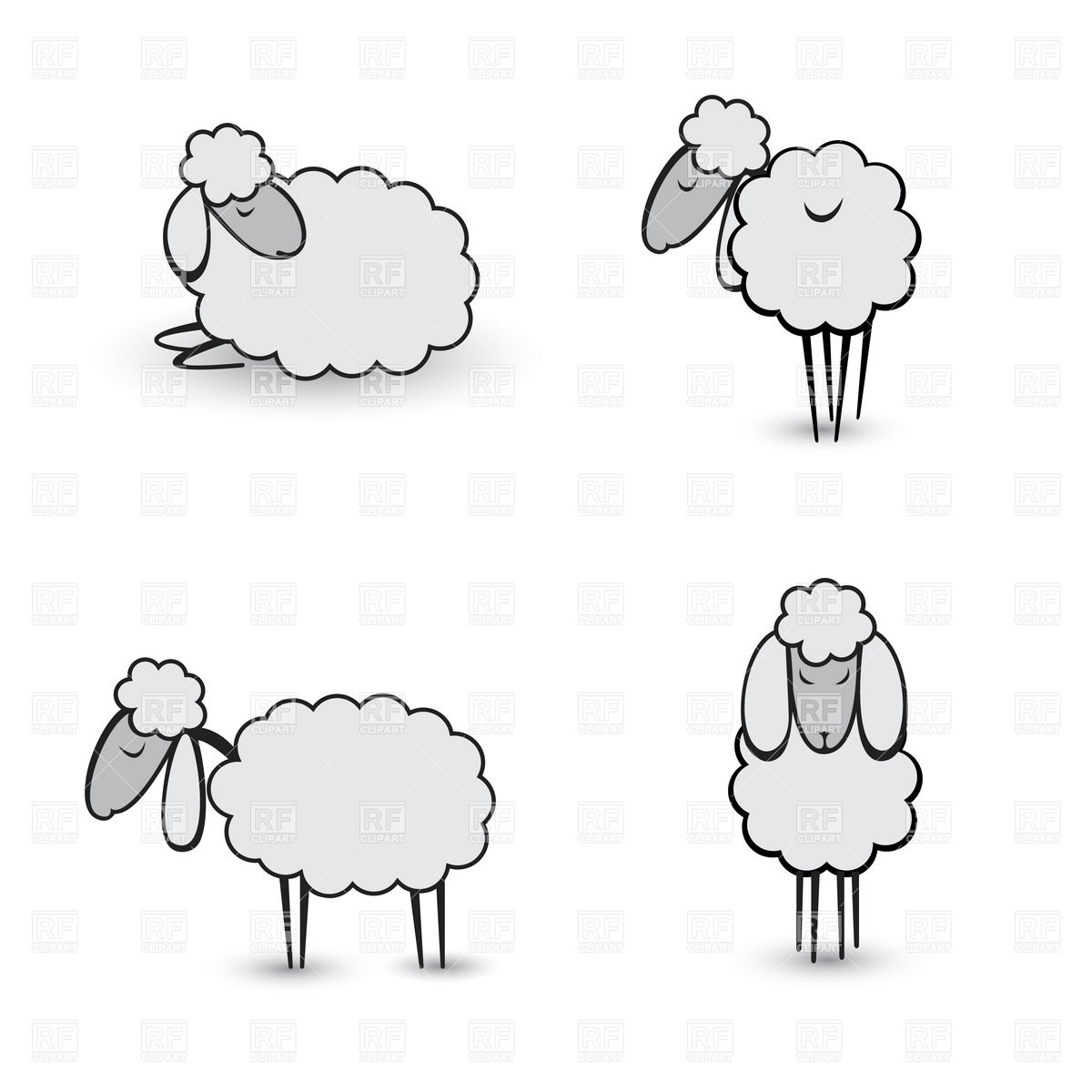 1200x1200 Cartoon Gray Sheep Or Lamb Vector Image Of Plants And Animals