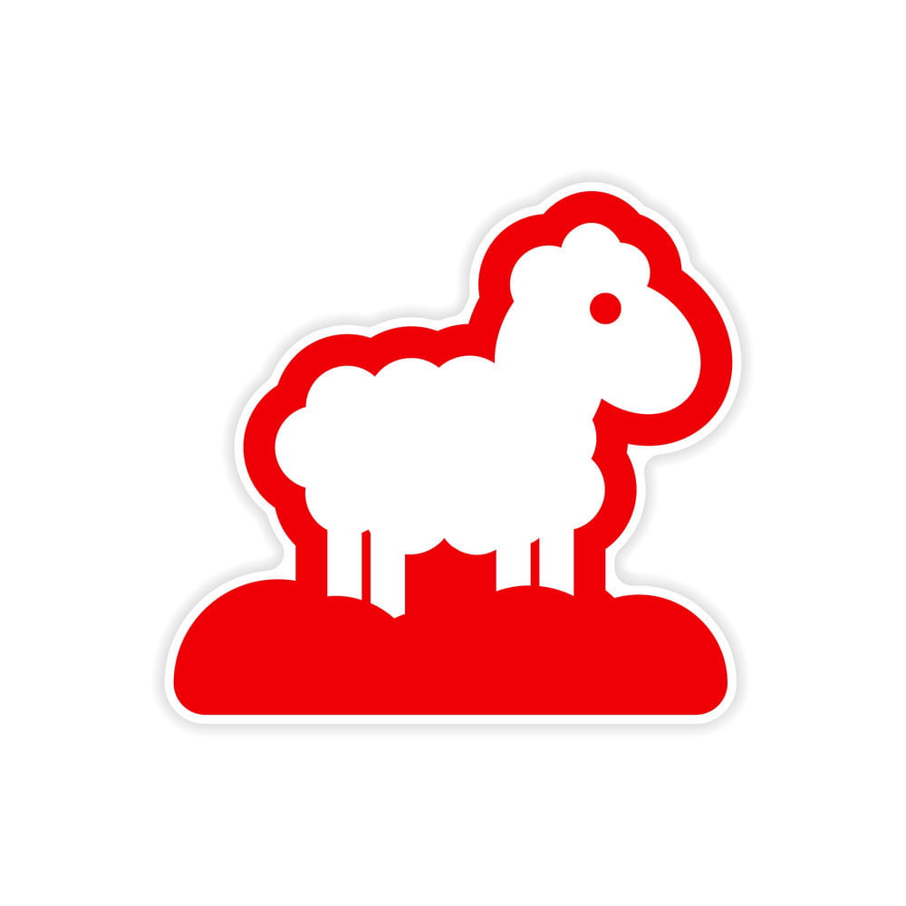 1000x1000 Paper Sticker On White Background Christmas Lamb Vector