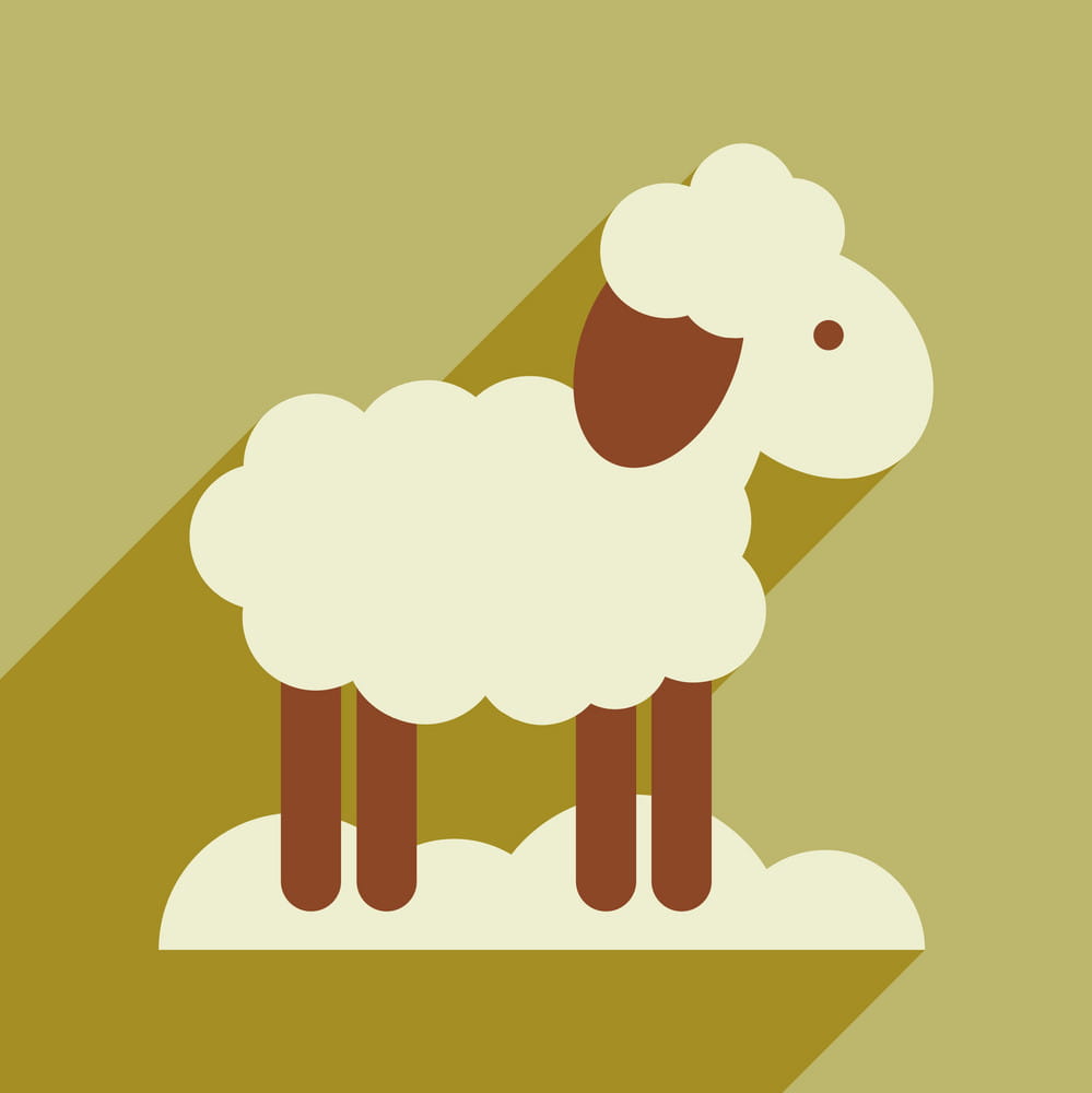 999x1000 Flat Icon With Long Shadow Christmas Lamb Vector