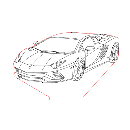 450x450 Lamborghini Illusion Lamp Plan Vector For Cnc