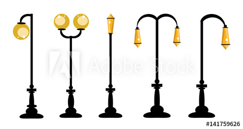500x266 Light Post Vector Flat Illustration