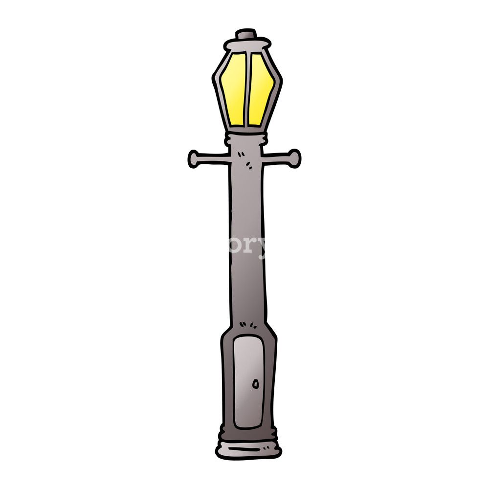 1000x1000 Vector Gradient Illustration Cartoon Lamp Post Royalty Free Stock
