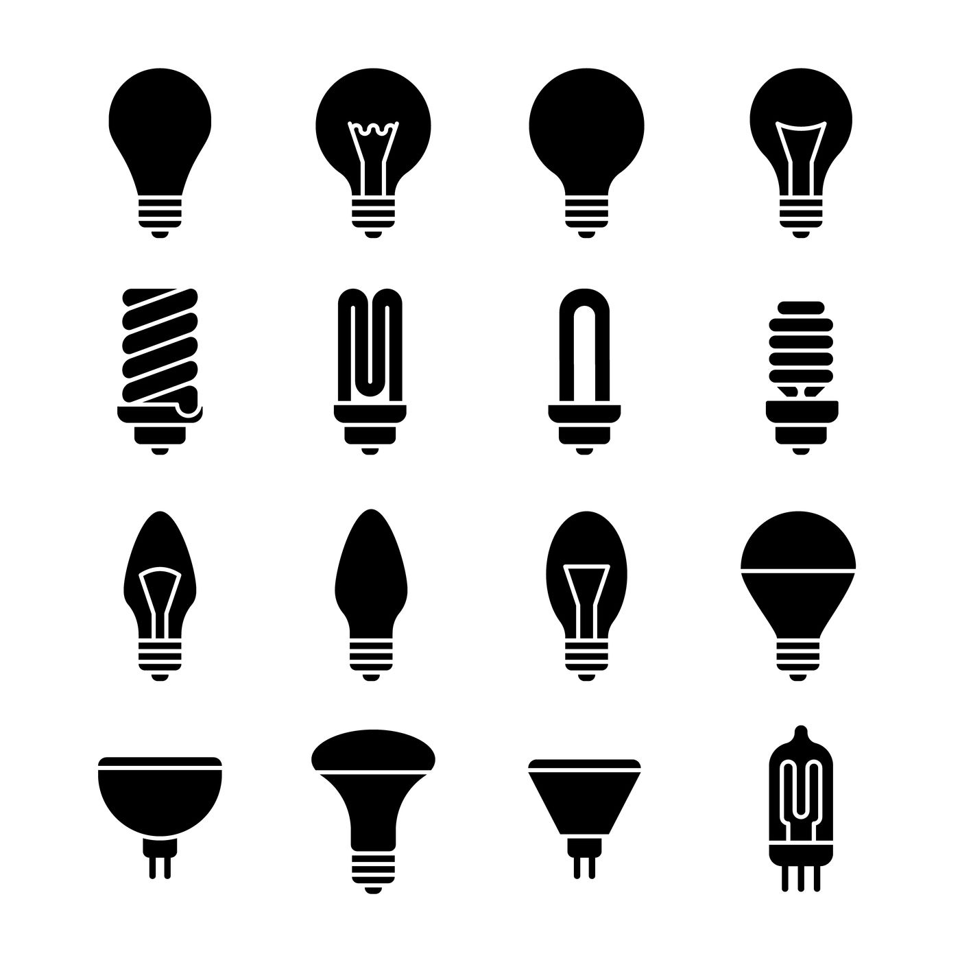 1400x1400 Light Bulb And Led Lamp Vector Icons