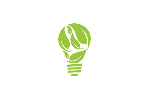 580x386 Modern Leaf Bulb Lamp Vector Logo Graphic