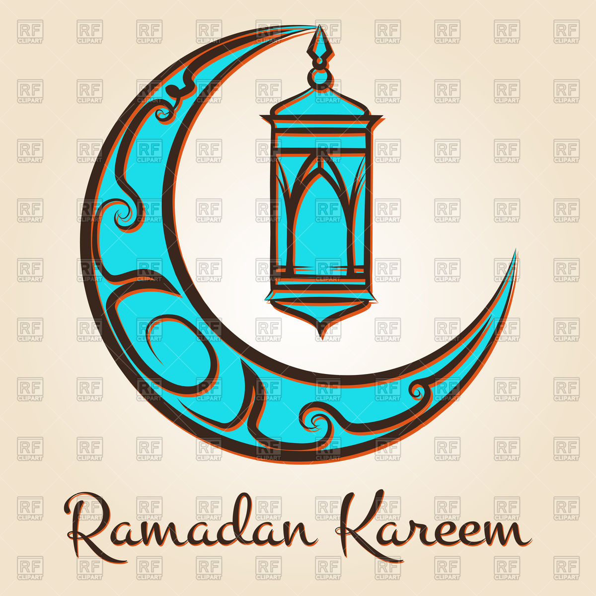 1200x1200 Ramadan Kareem Islamic Emblem With Moon And Lamp Vector Image