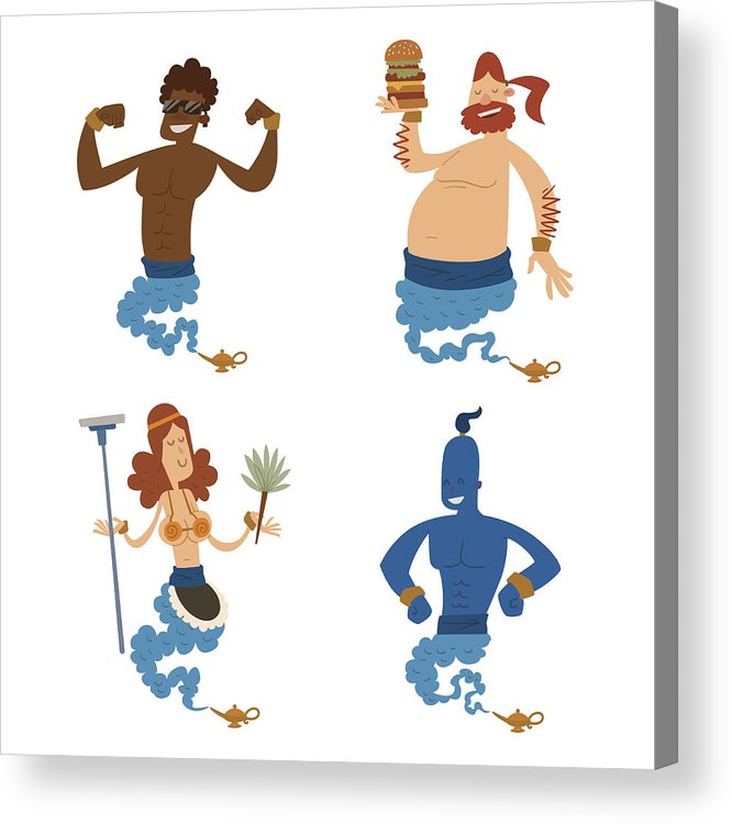 666x750 Cartoon Genie Character Magic Lamp Vector Illustration Treasure