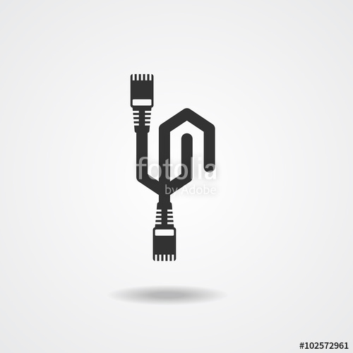 500x500 Lan Cable Network Internet Icon Silhouette Vector Stock Image