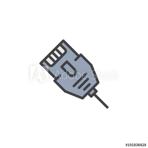 500x500 Lan Connector Cable Filled Outline Icon, Line Vector Sign, Linear