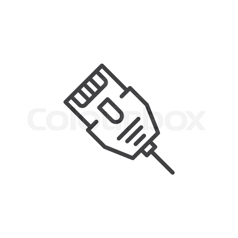 800x800 Lan Connector Cable Line Icon, Outline Stock Vector Colourbox