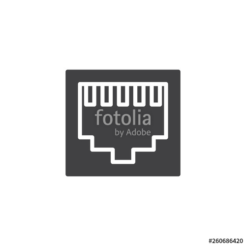 500x500 Ethernet Port Socket Vector Icon Filled Flat Sign For Mobile