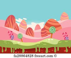 239x194 Free Art Print Of Candy Land Vector Cartoon Fairy Tale Landscape