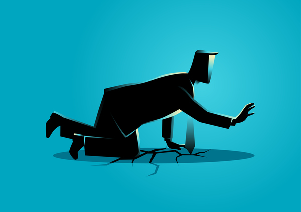 600x424 Businessman Silhouette Crawling Crack Land Vector Free Download