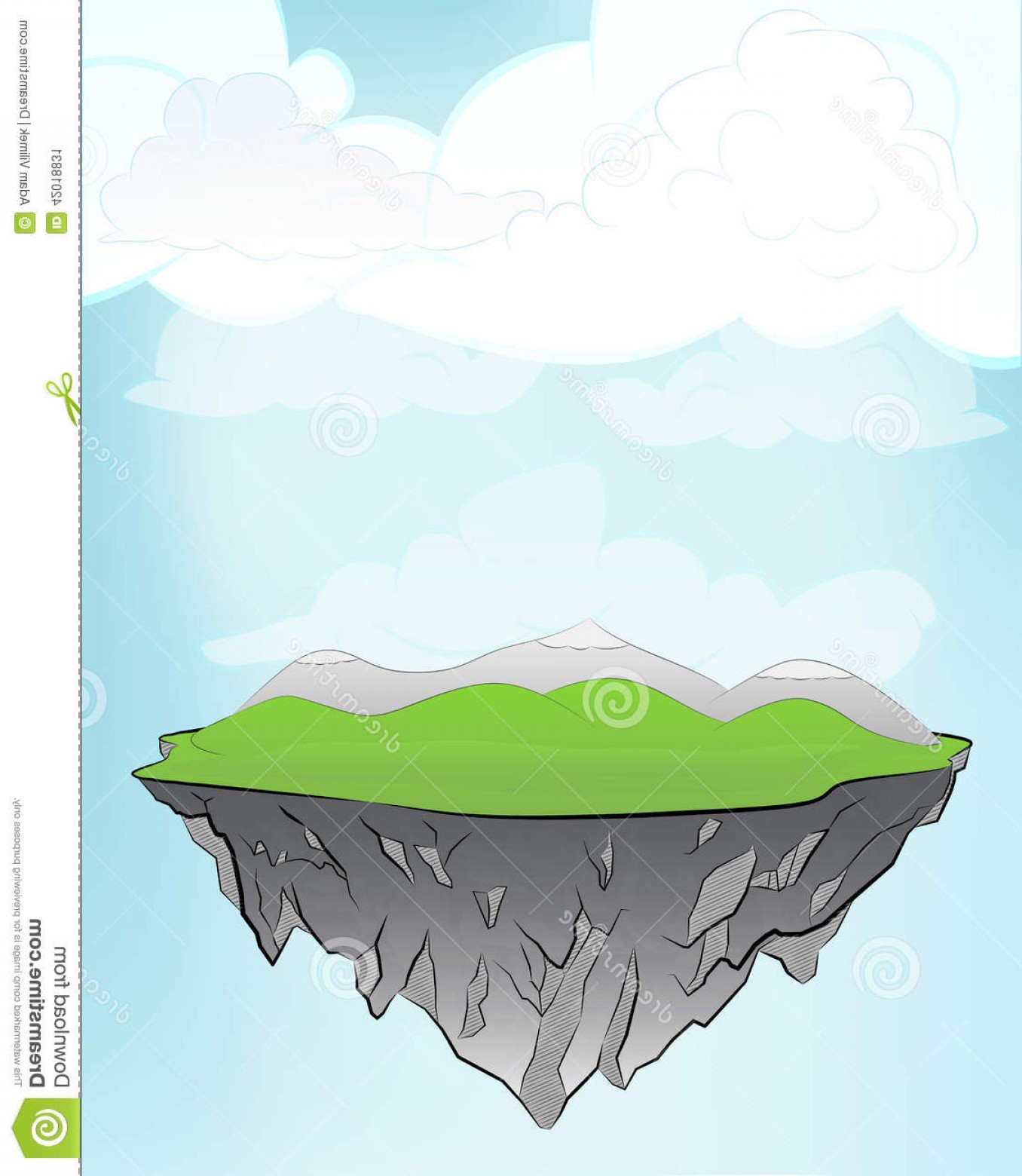 1356x1560 Stock Illustration Floating Land As Flying Island Concept Sky