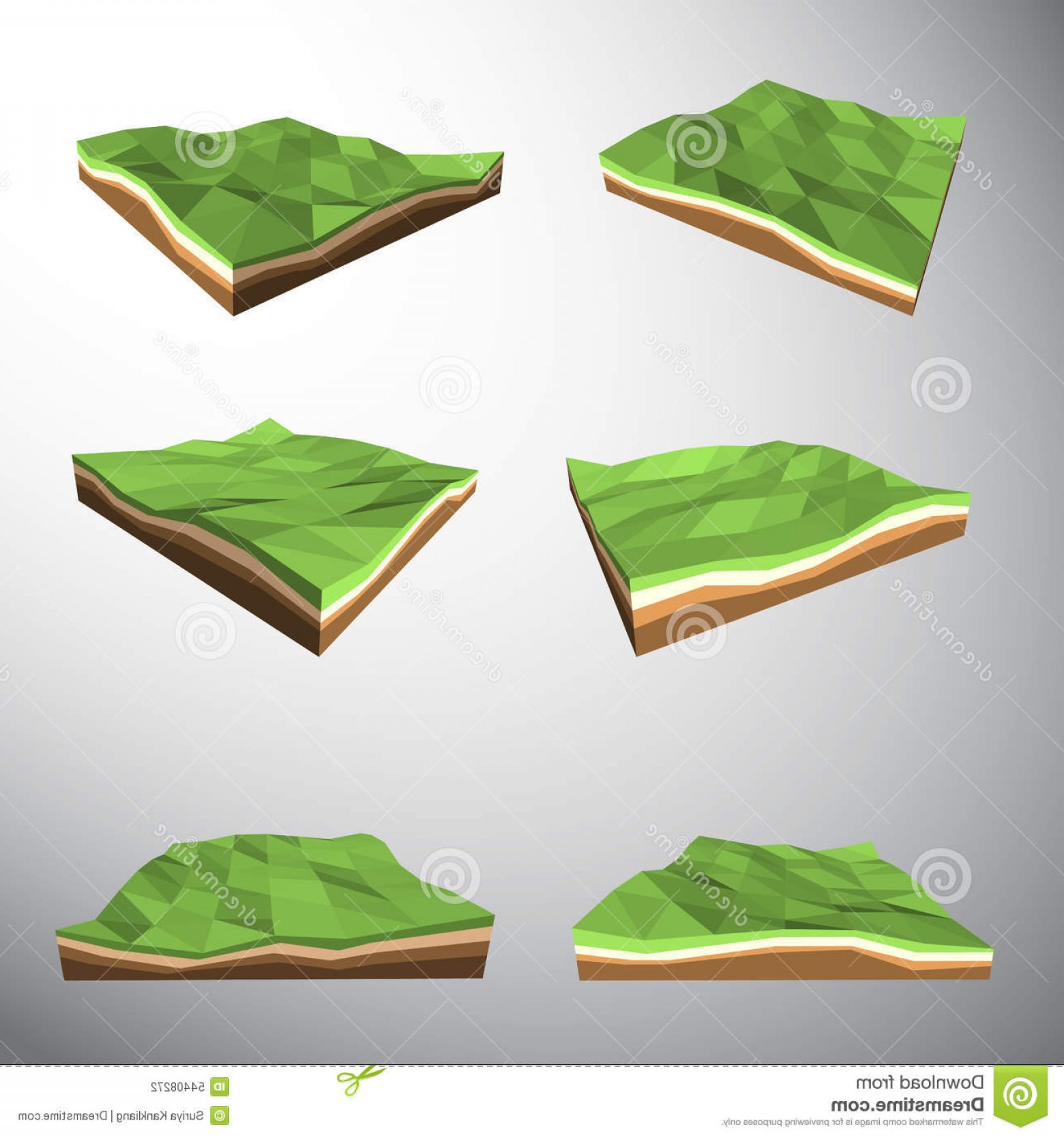 1560x1668 Stock Illustration Low Polygon D Tree Land Vector Grasses Image