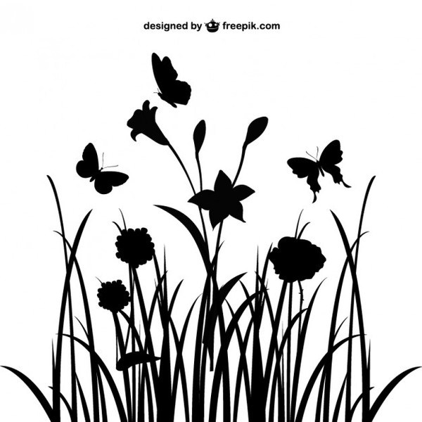 Floral Landscape Silhouette Free Vector 600x600 Floral Landscape Silhouette Free Vector