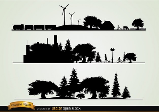 Industrial Landscape Silhouettes Vector Free Download 626x442 Industrial Landscape Silhouettes Vector Free Download