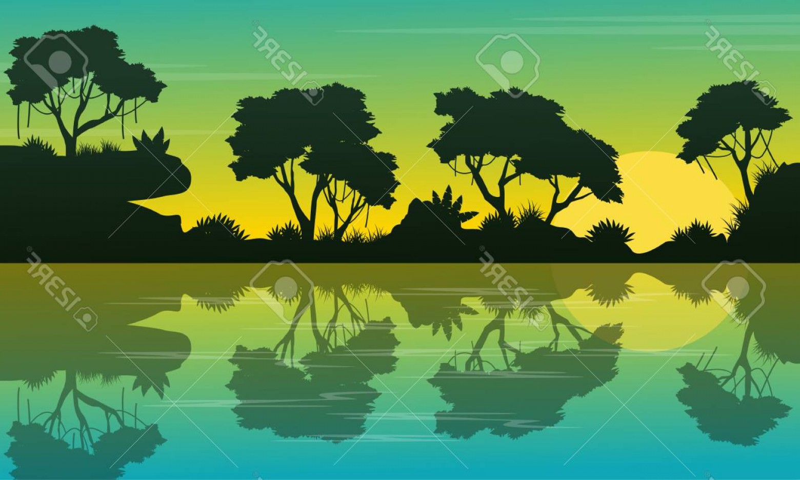 Photostock Vector Collection Jungle Beauty Landscape Silhouette 1560x936 Photostock Vector Collection Jungle Beauty Landscape Silhouette